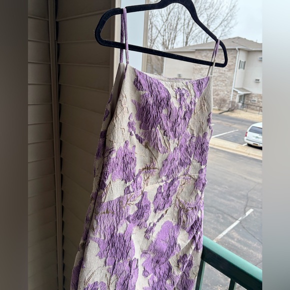 🆕✨DonnaKaran New York Textured Floral Midi Dress Purple Beige Jacquard Size 4,12 - Picture 6 of 16